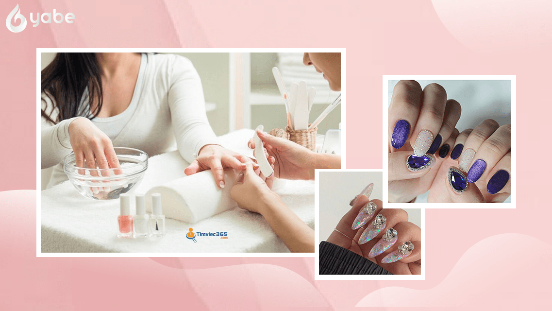 Hình ảnh kỹ thuật viên đang làm nail cho khách hàng